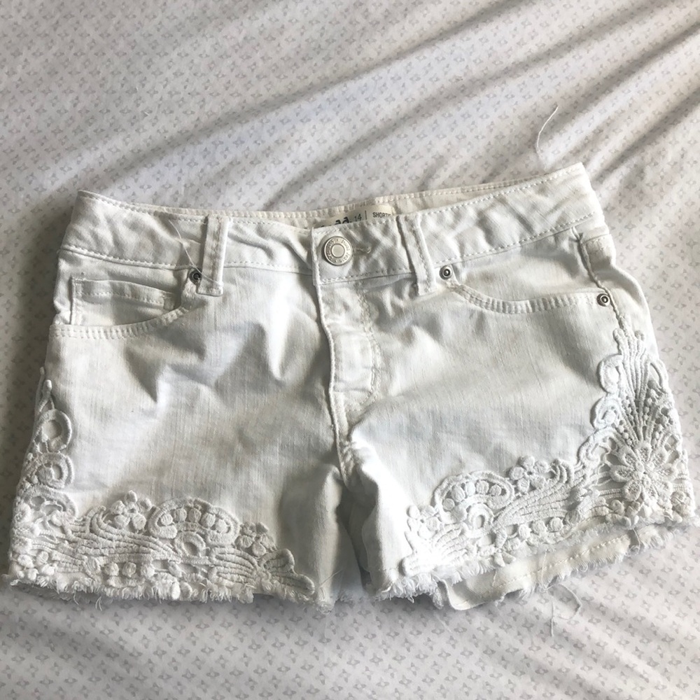White jean shorts